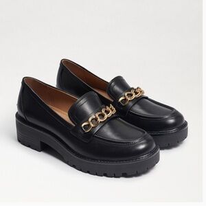 Sam Edelman Leather Loafers with gold chain